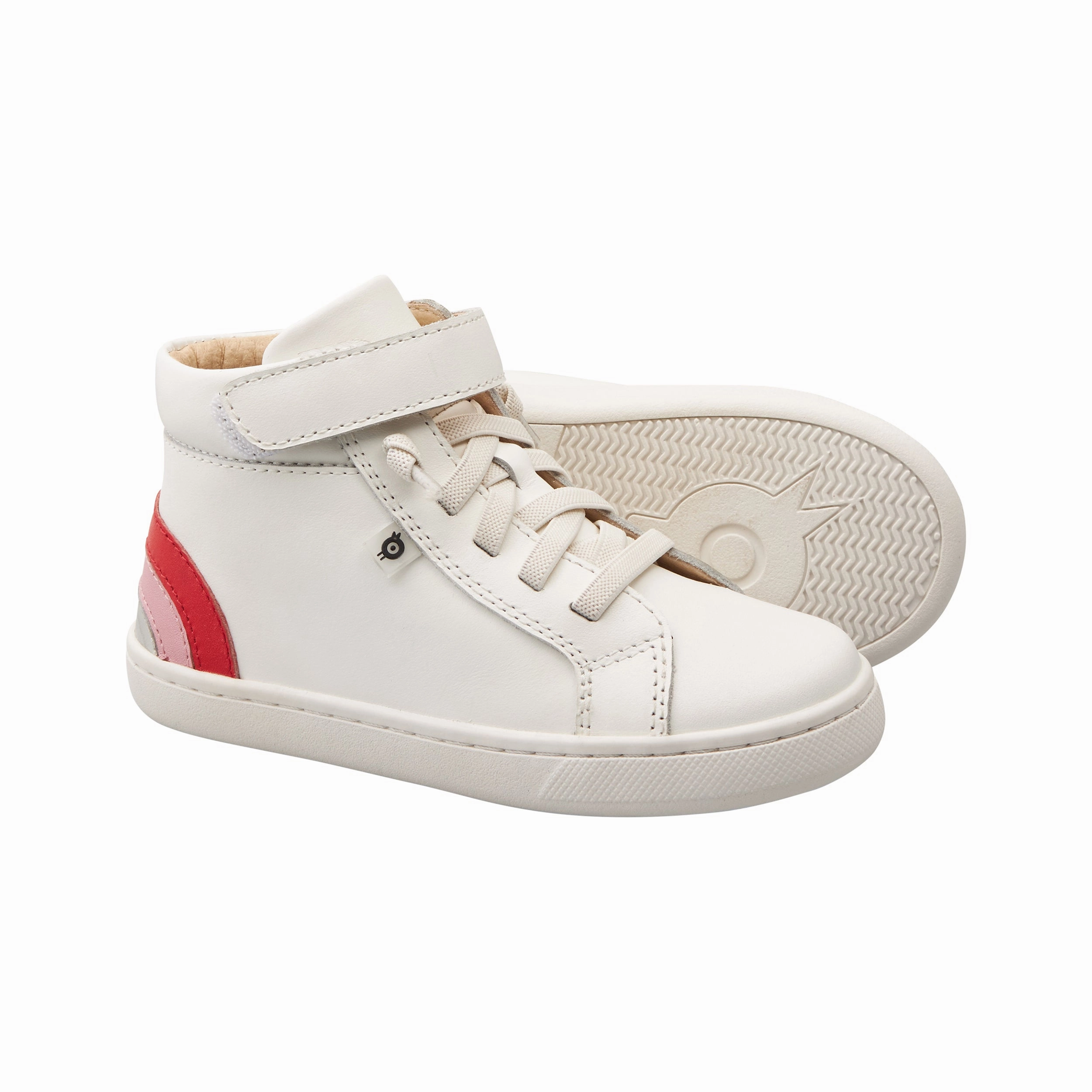 Old Soles Girl's 6157 Sneaky Rainbow High-Top Sneakers - Snow/Bright Red/Pearlized Pink/Silver