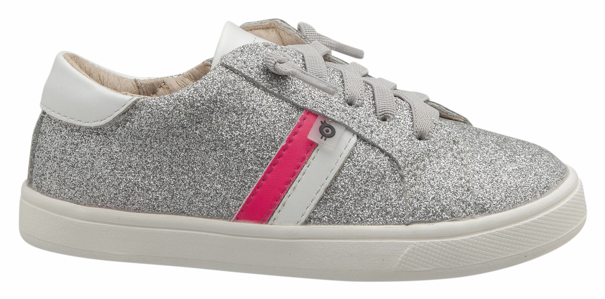 Old Soles Girl's Glambo Leather Sneakers, Glam Argent/Snow/Neon Pink/Silver