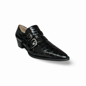 Palagio Patent Black Croc Buckle
