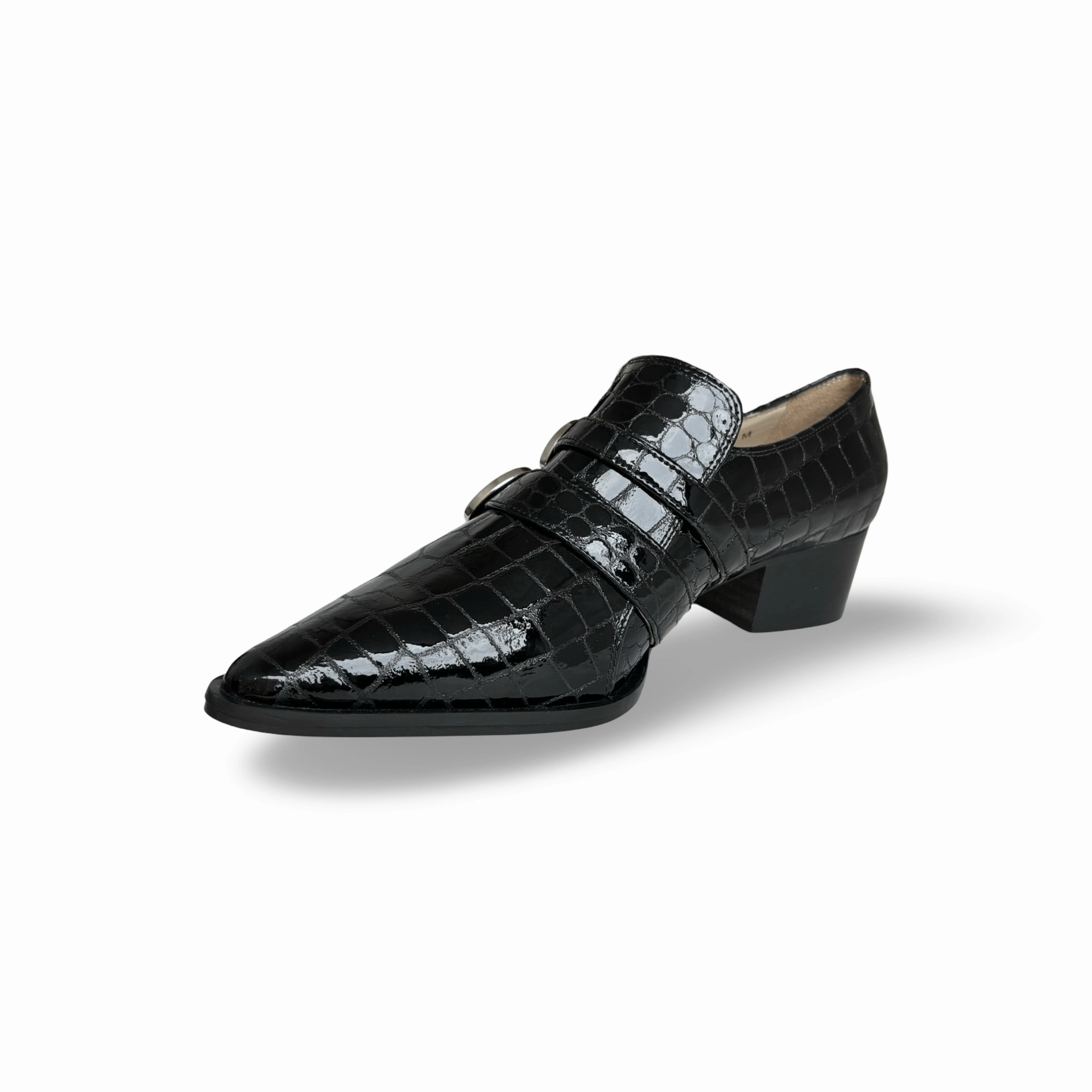 Palagio Patent Black Croc Buckle