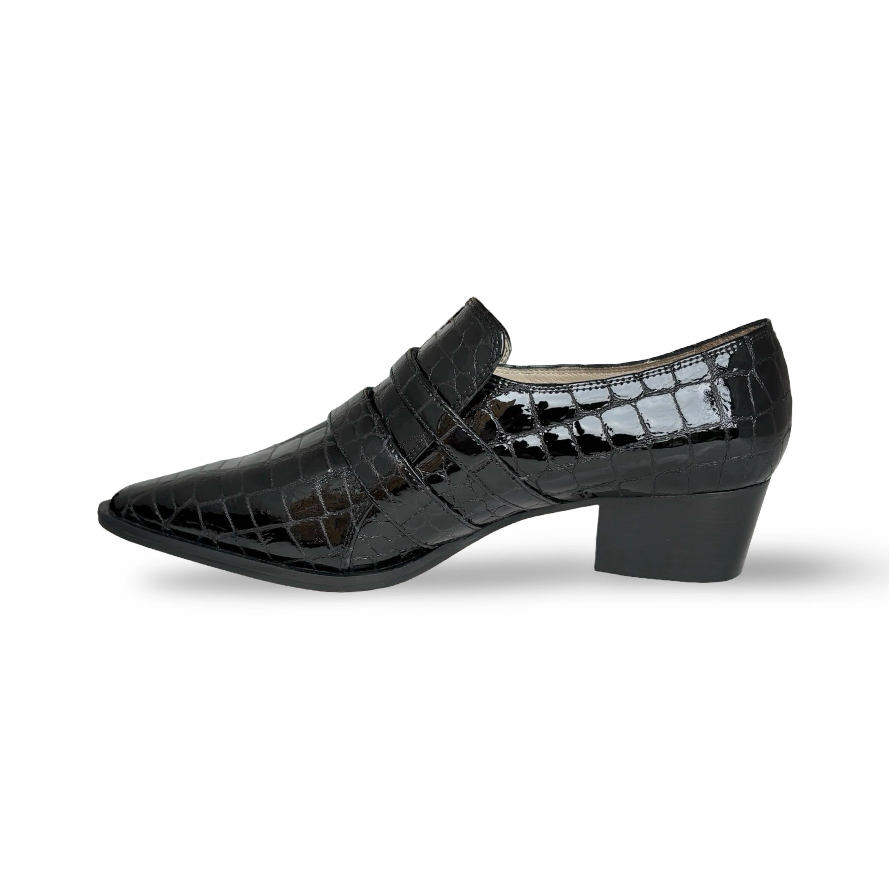 Palagio Patent Black Croc Buckle