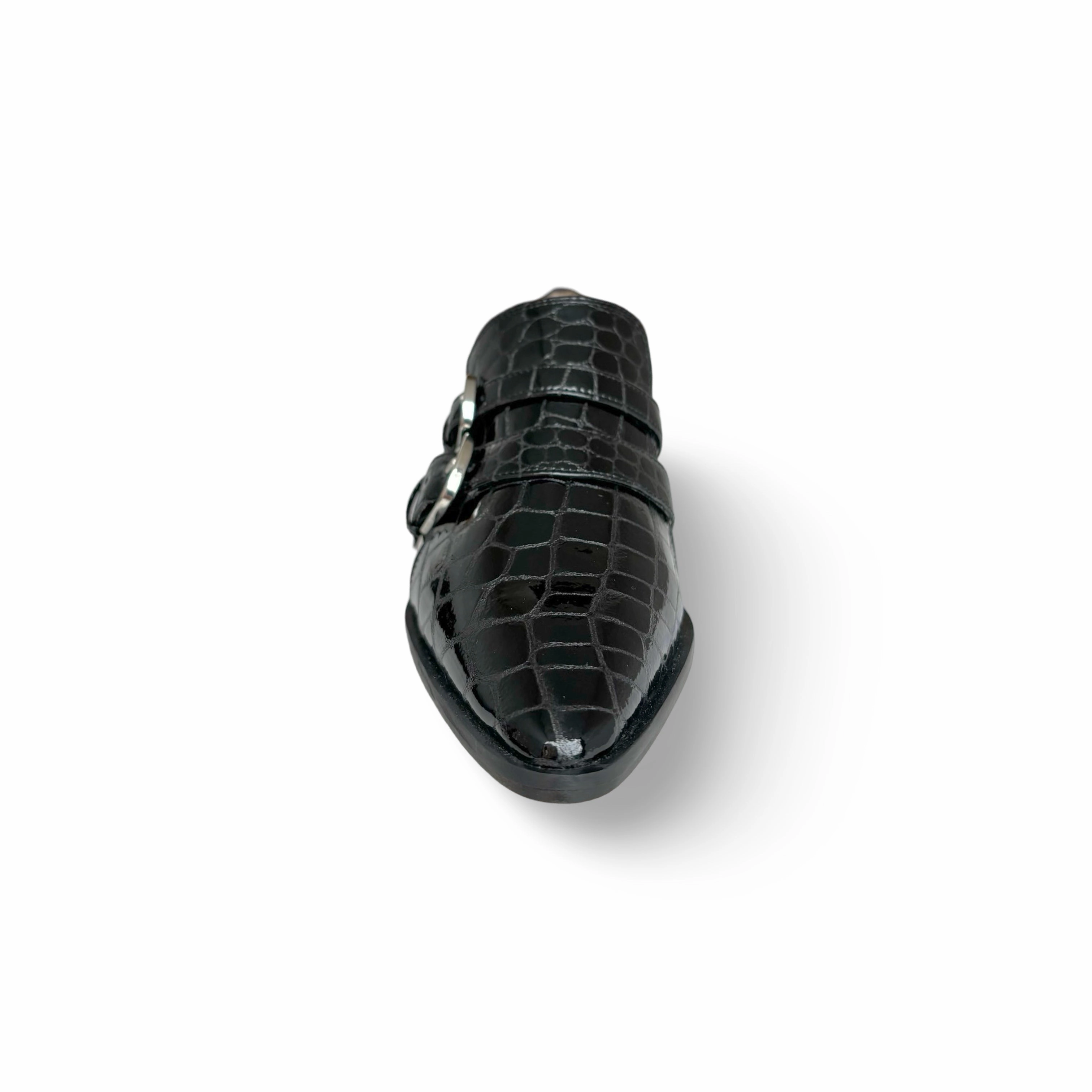 Palagio Patent Black Croc Buckle
