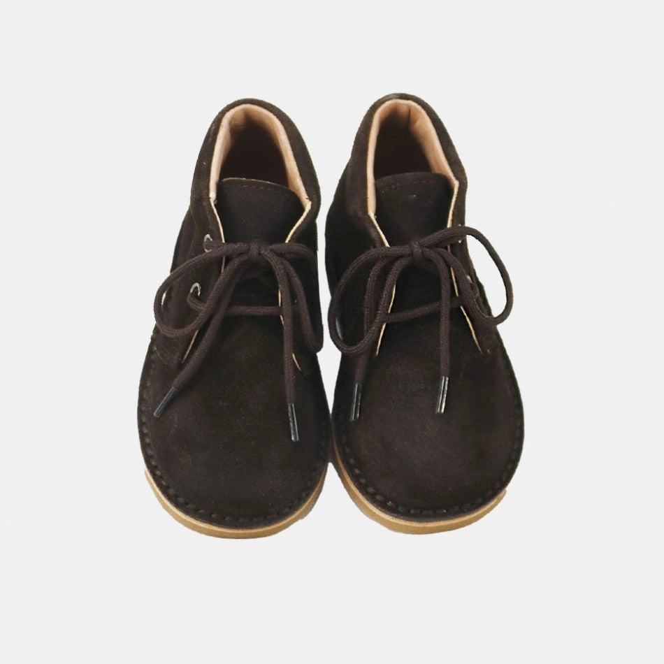 Papanatas Brown Inglese Velour Lace up Booties