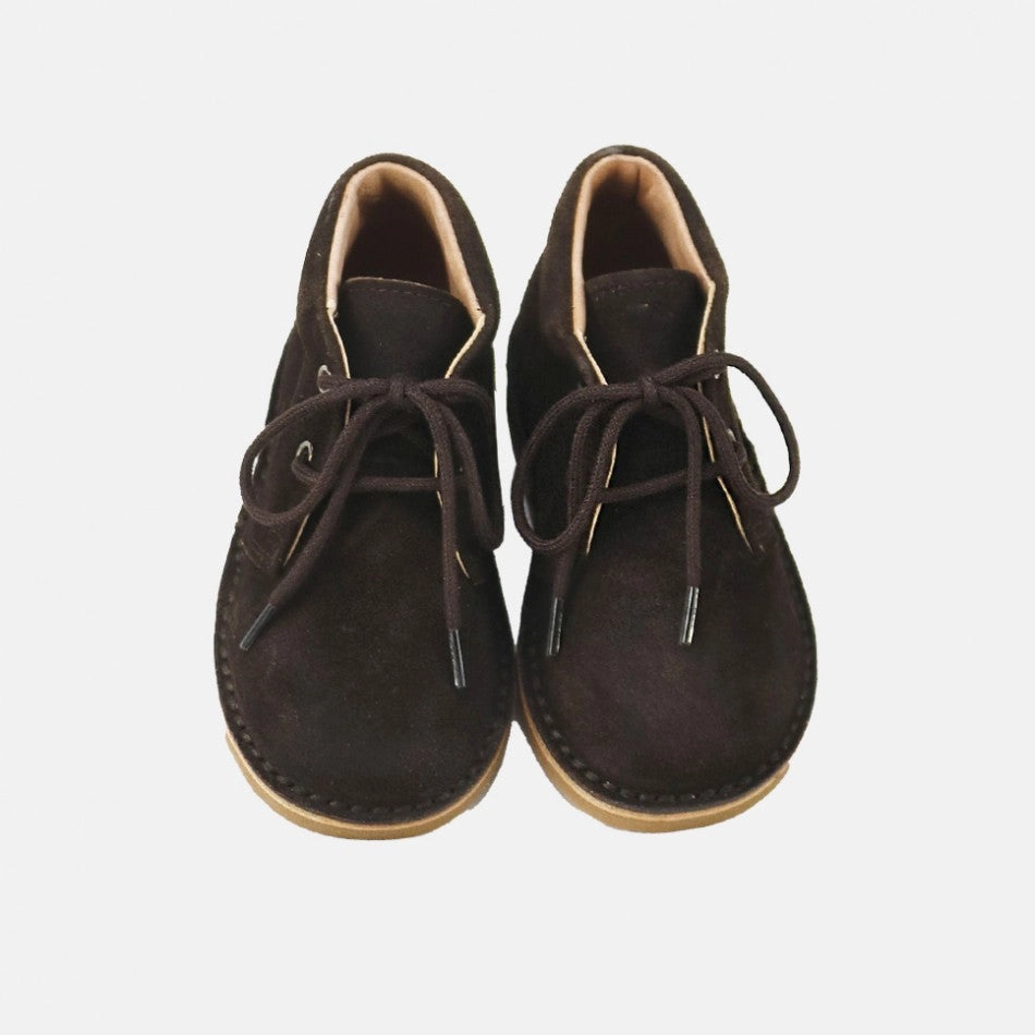 Papanatas Brown Inglese Velour Lace up Booties