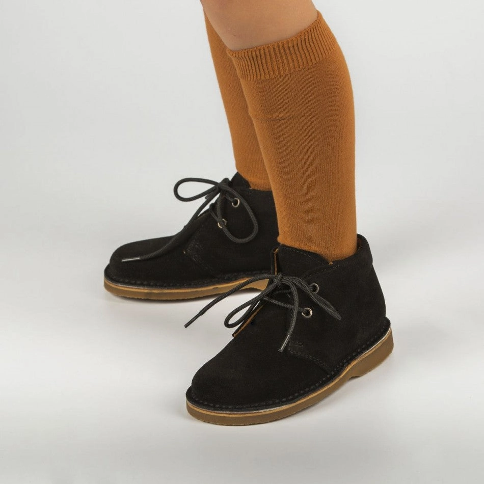 Papanatas Brown Inglese Velour Lace up Booties