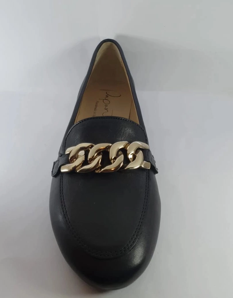 Papanatas Eli Black Buckle Leather Slip-on