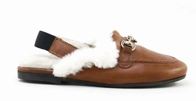 Papanatas Eli Tan Cuero Fur Leather Sling backs