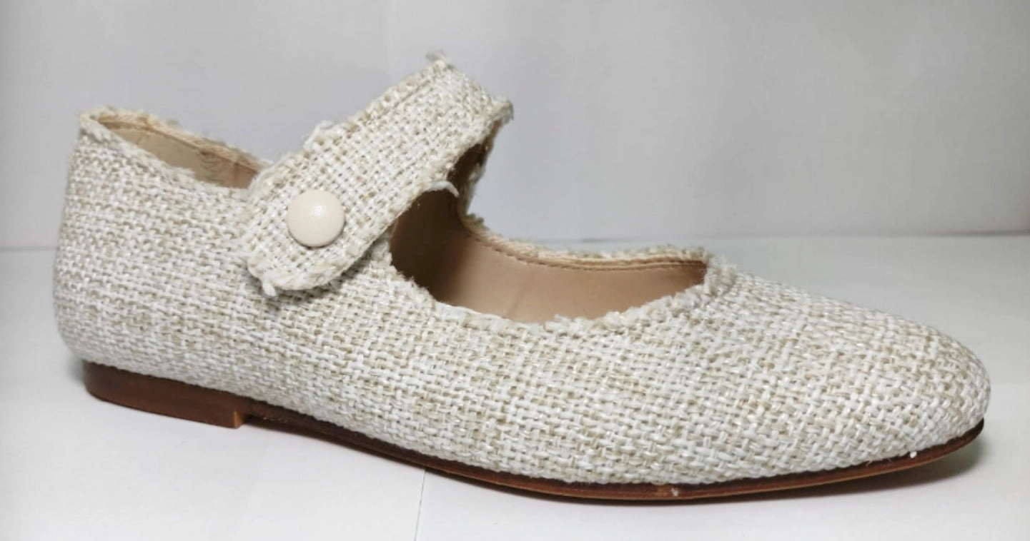 Papanatas Eli White Marfil Textured Mary Jane