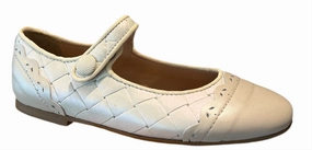 Papanatas Girls Cream Diamante Leather Mary Jane