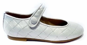 Papanatas Girls Cream Square Leather Mary Jane