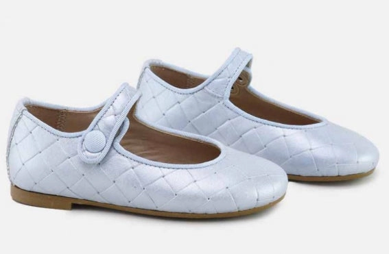 Papanatas Girls Turquoise Blue Square Leather Mary Jane