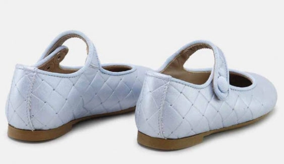 Papanatas Girls Turquoise Blue Square Leather Mary Jane
