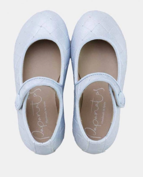 Papanatas Girls Turquoise Blue Square Leather Mary Jane