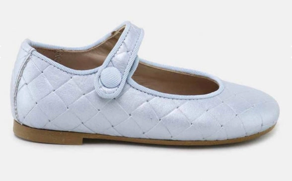 Papanatas Girls Turquoise Blue Square Leather Mary Jane