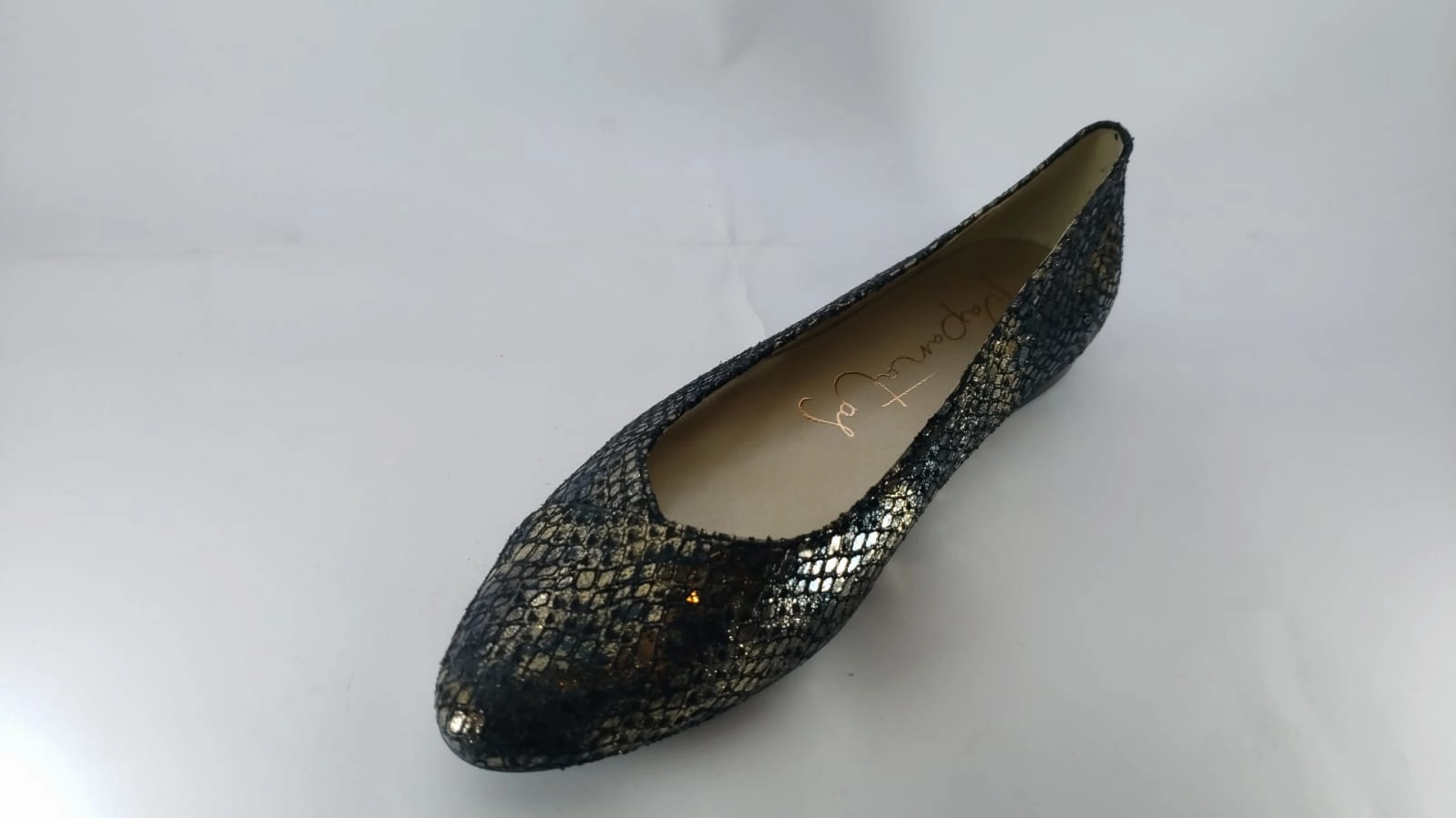 Papanatas Snake Designed Leather Slip on Flats