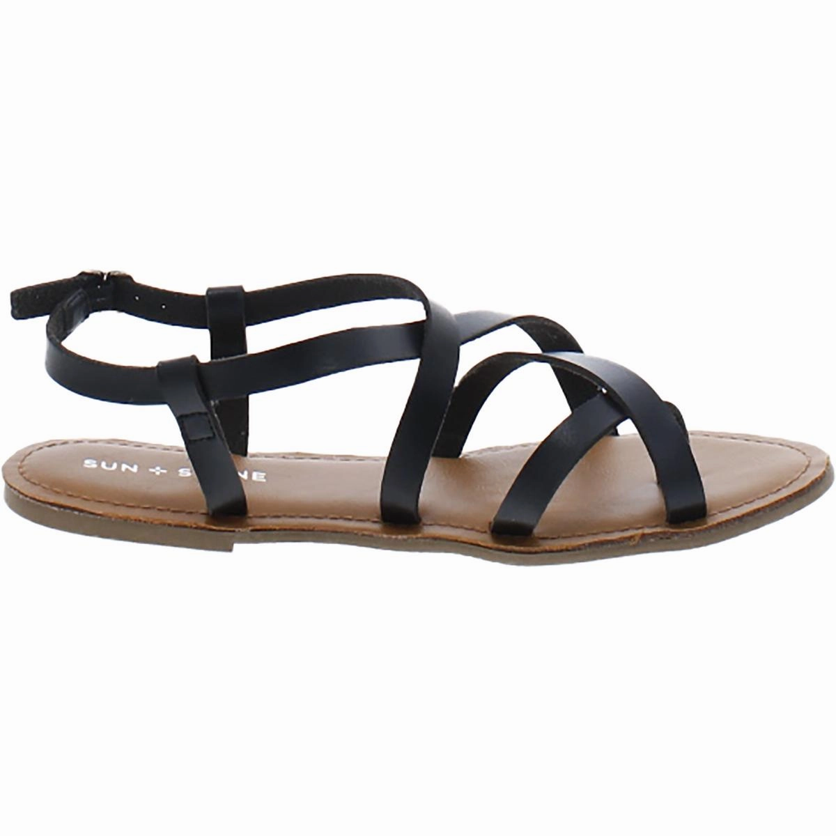 Roxxie  Womens Faux Leather Open Toe Strappy Sandals
