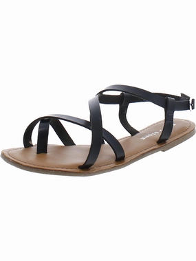 Roxxie  Womens Faux Leather Open Toe Strappy Sandals