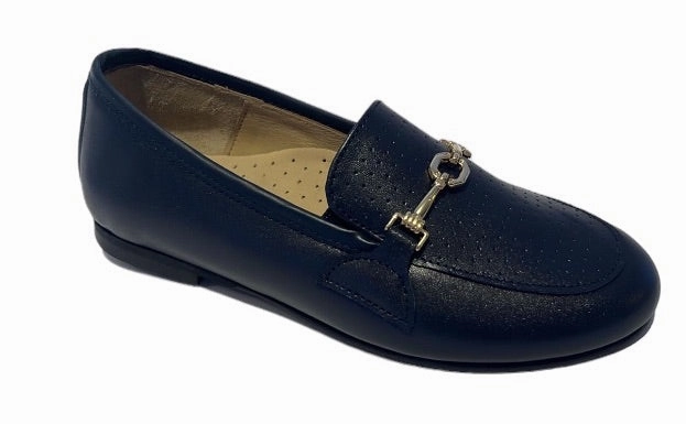 Shawn & Jeffery Black Classic Buckle Leather Slip On Smoking Loafer
