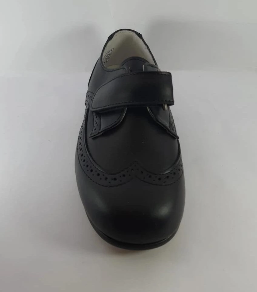 Shawn & Jeffery Black Leather Velcro Design Shoe