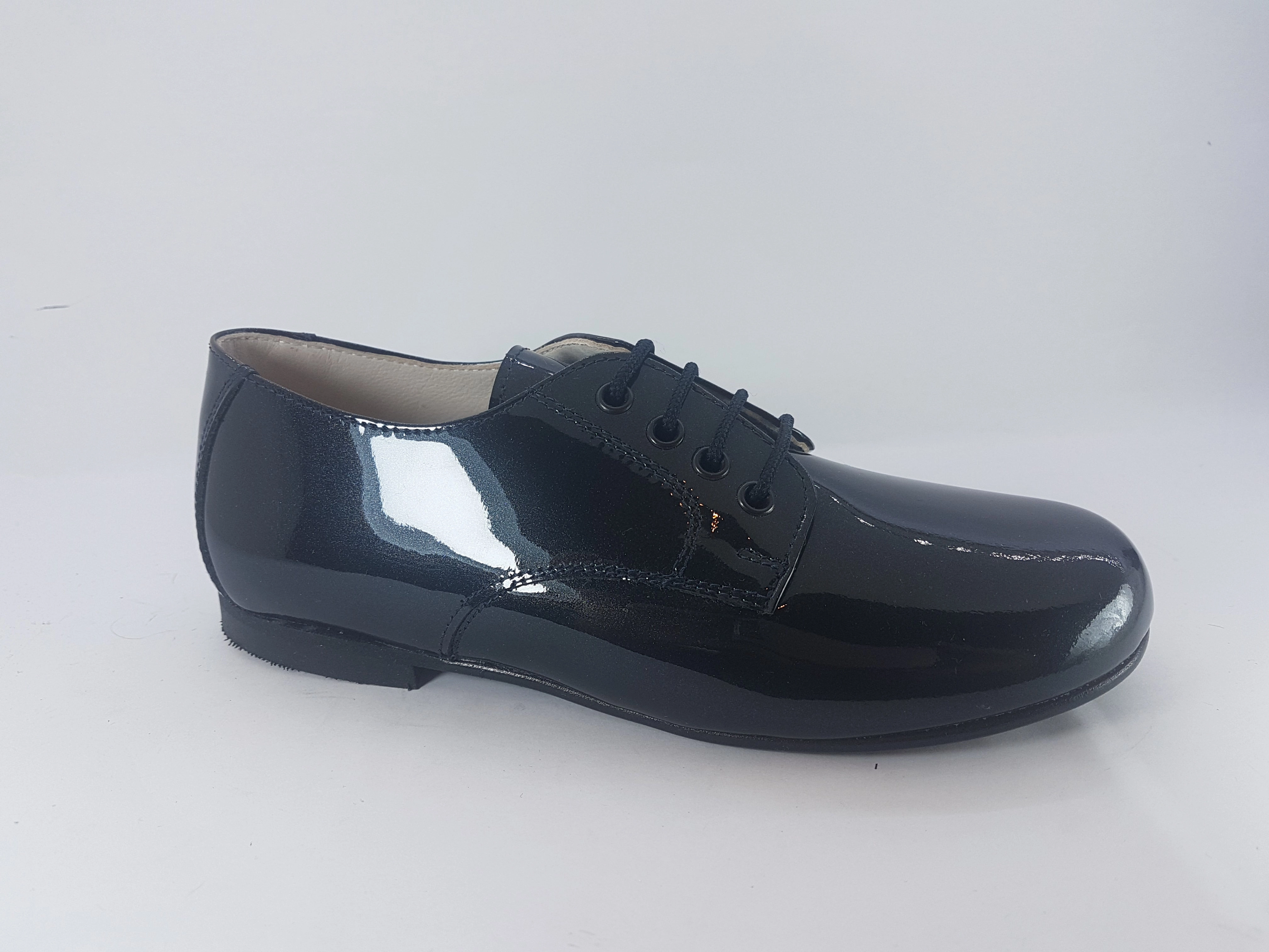 Shawn & Jeffery Boys Black Patent Leather shine Narrow Dress Shoe