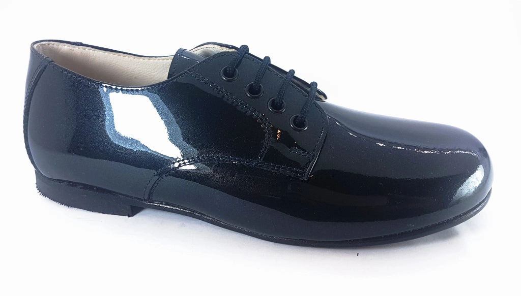 Shawn & Jeffery Boys Black Patent Leather shine Narrow Dress Shoe