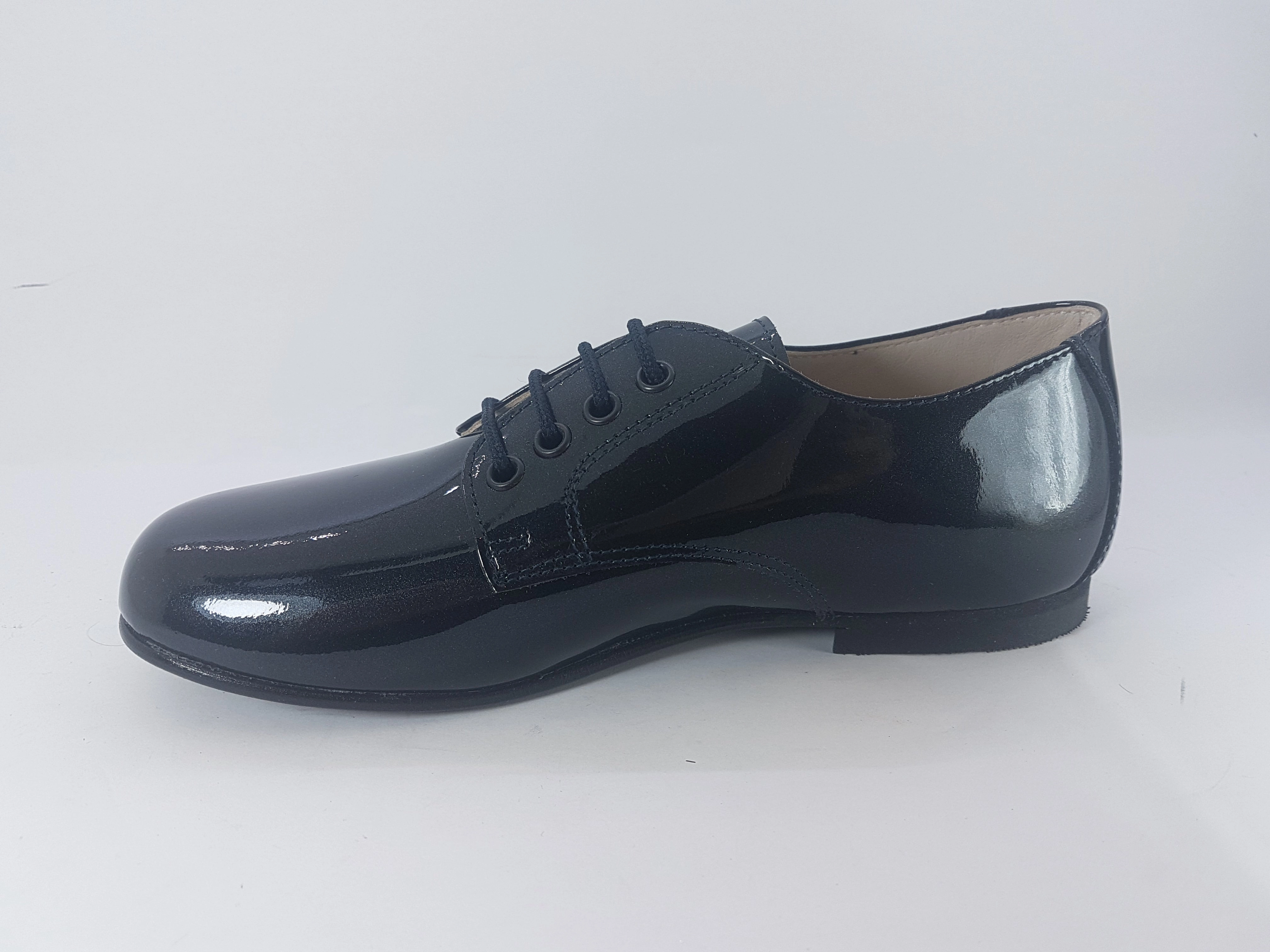 Shawn & Jeffery Boys Black Patent Leather shine Narrow Dress Shoe