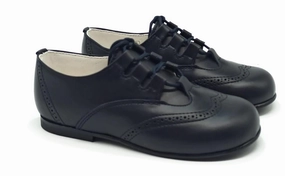 Shawn & Jeffery Condor Marino Blue Leather Designed Oxford Dress Shoes