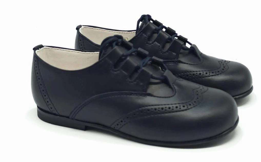 Shawn & Jeffery Condor Marino Blue Leather Designed Oxford Dress Shoes