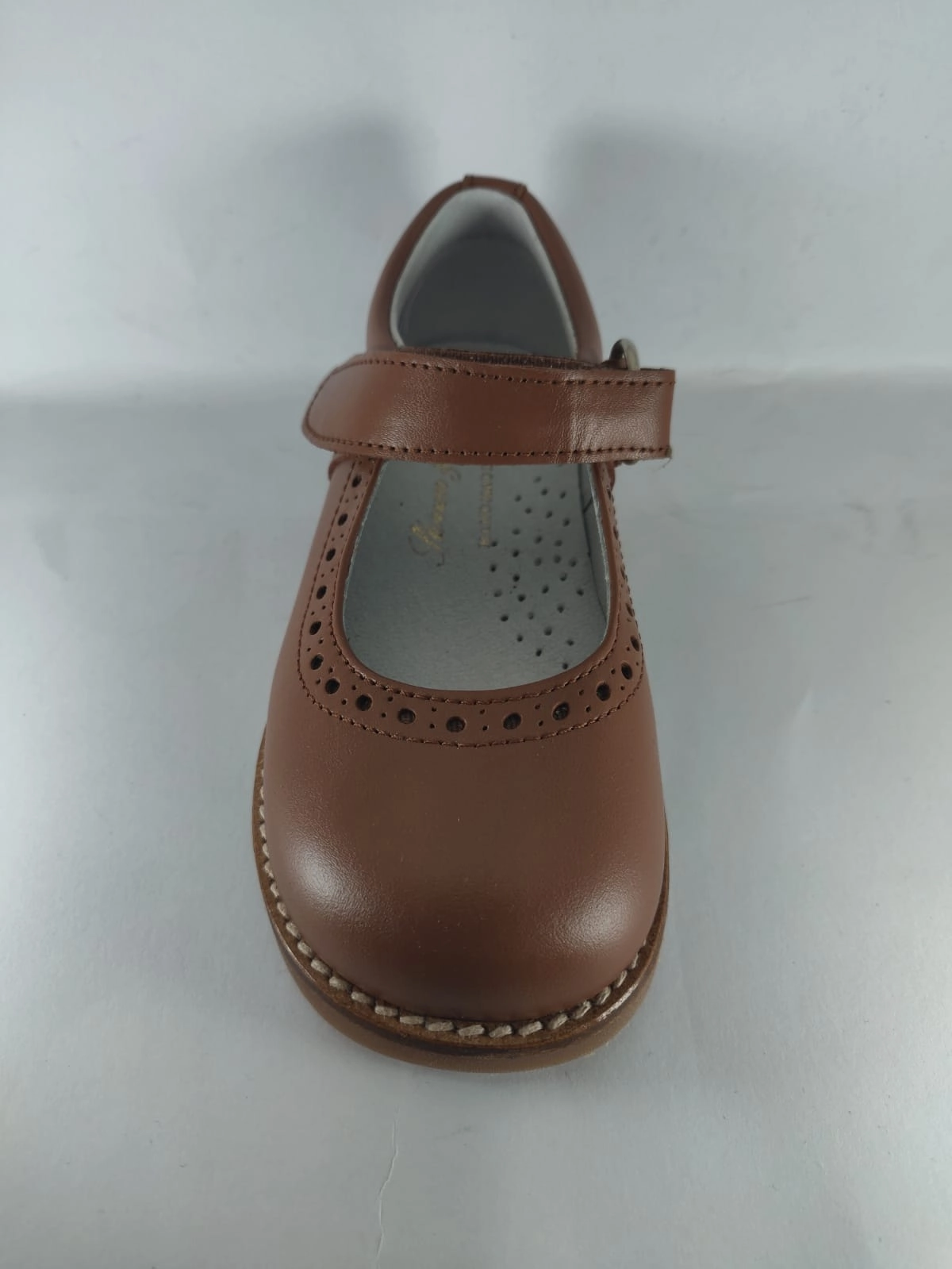 Shawn & Jeffery Cuero Tan Leather Girls Mary Jane