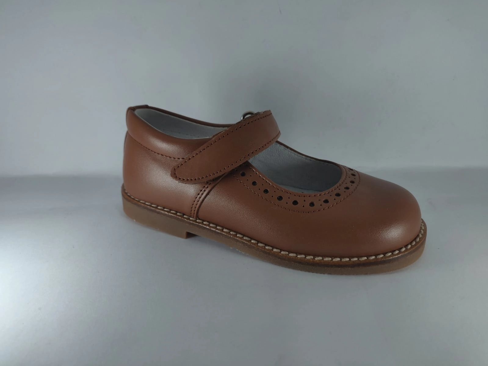 Shawn & Jeffery Cuero Tan Leather Girls Mary Jane