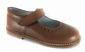 Shawn & Jeffery Cuero Tan Leather Girls Mary Jane
