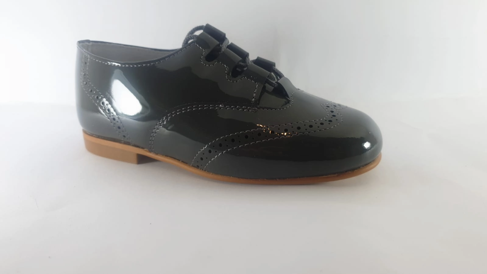 Shawn & Jeffery Dark Grey Designed Patent Dress Shoe