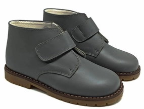 Shawn & Jeffery Dark Grey Leather Velcro Booties