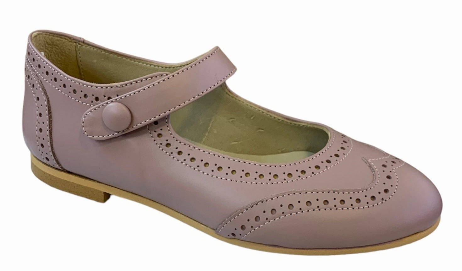 Shawn & Jeffery Dark Pink Leather Wingtip Button Mary Jane