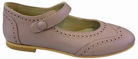Shawn & Jeffery Dark Pink Leather Wingtip Button Mary Jane