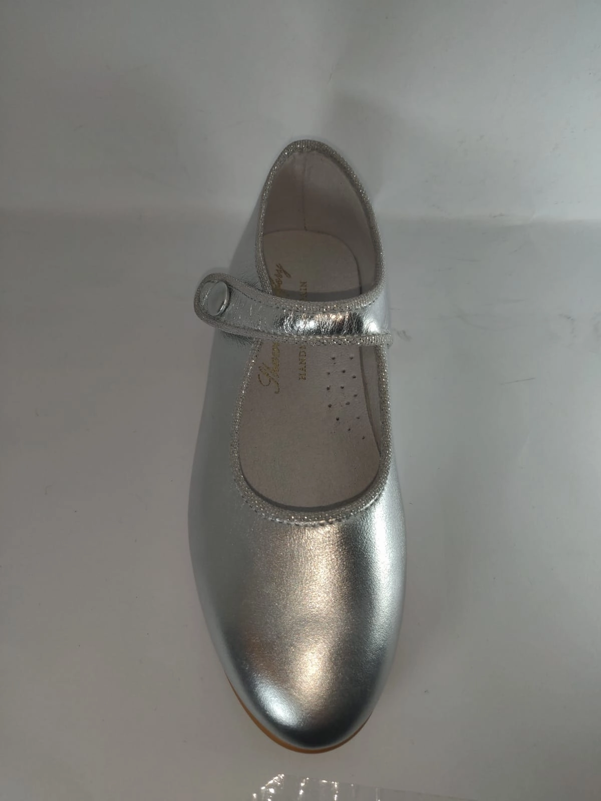Shawn & Jeffery Girls Silver Leather Classic Button Mary Jane