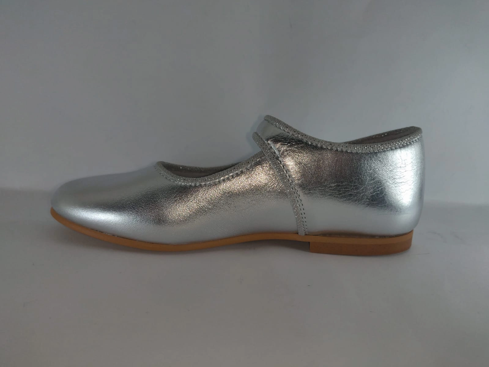Shawn & Jeffery Girls Silver Leather Classic Button Mary Jane