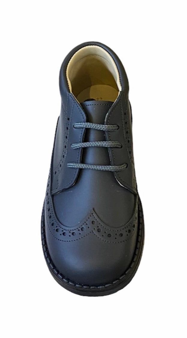 Shawn & Jeffery Grey Leather Lace up Booties