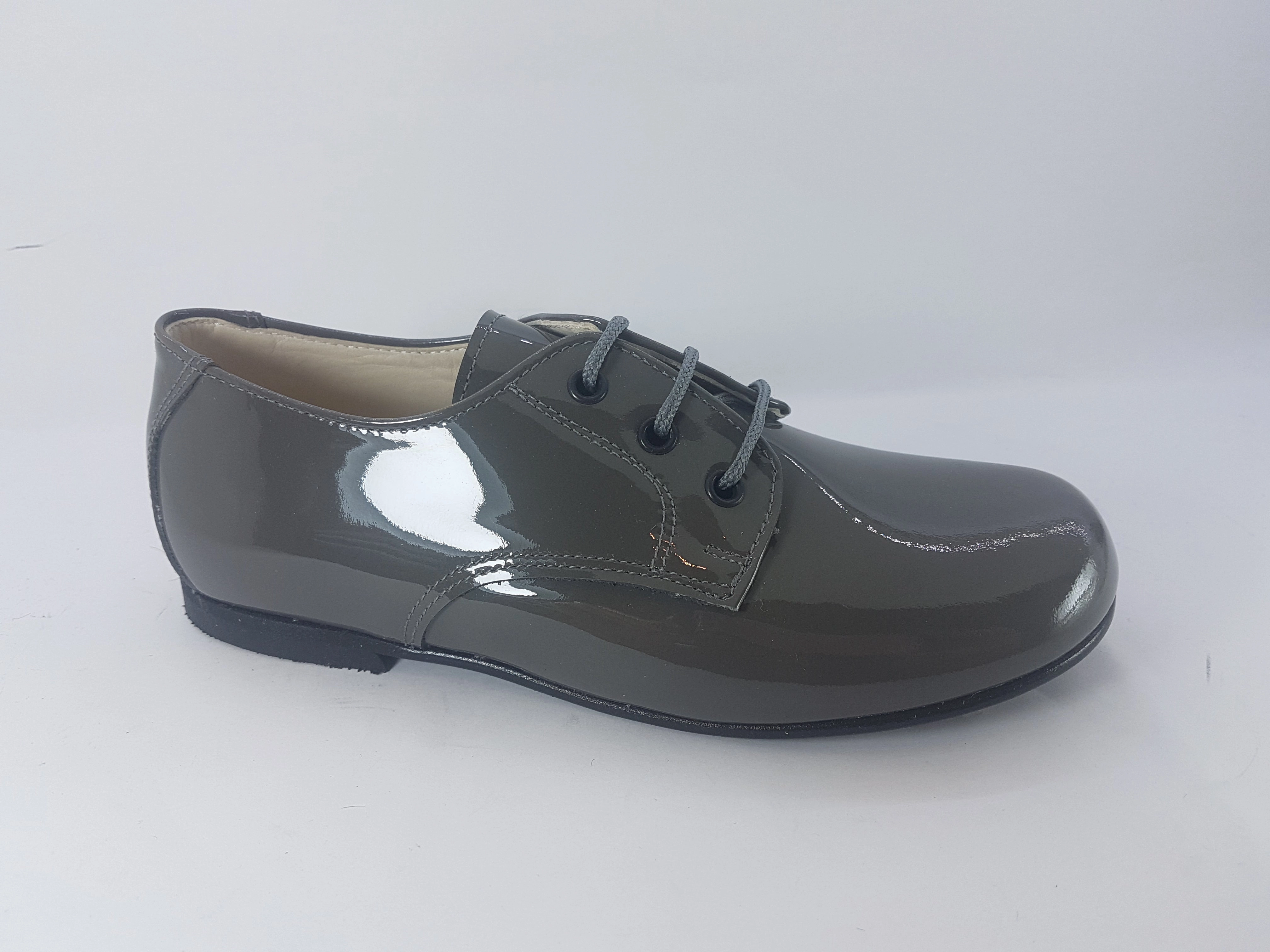 Shawn & Jeffery Grey Patent Leather Narrow Cut Dress Shoe