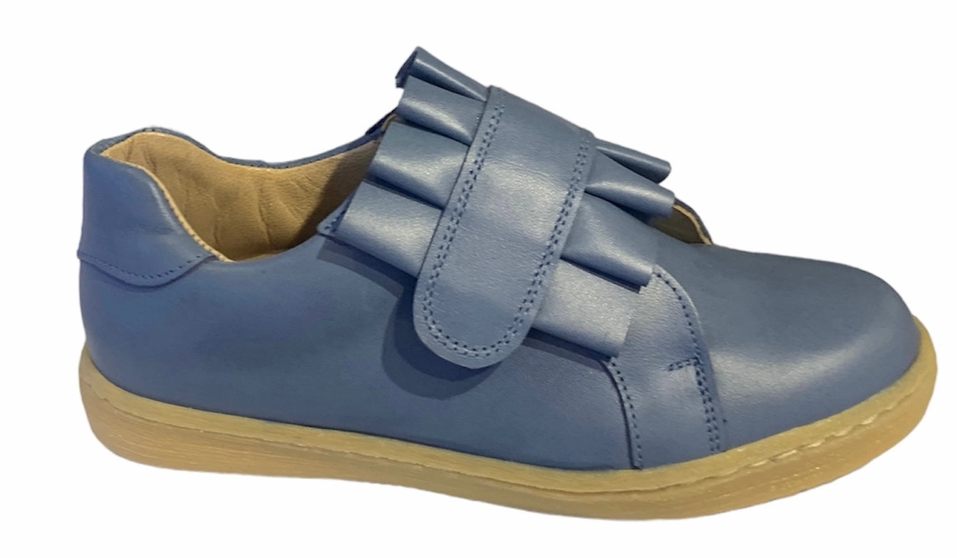 Shawn & Jeffery Jean Blue Leather Velcro Designed Sneakers