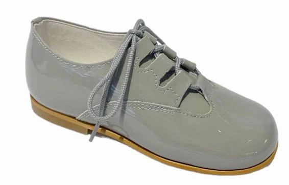 Shawn & Jeffery Light Grey Patent Leather Oxford Dress Shoes