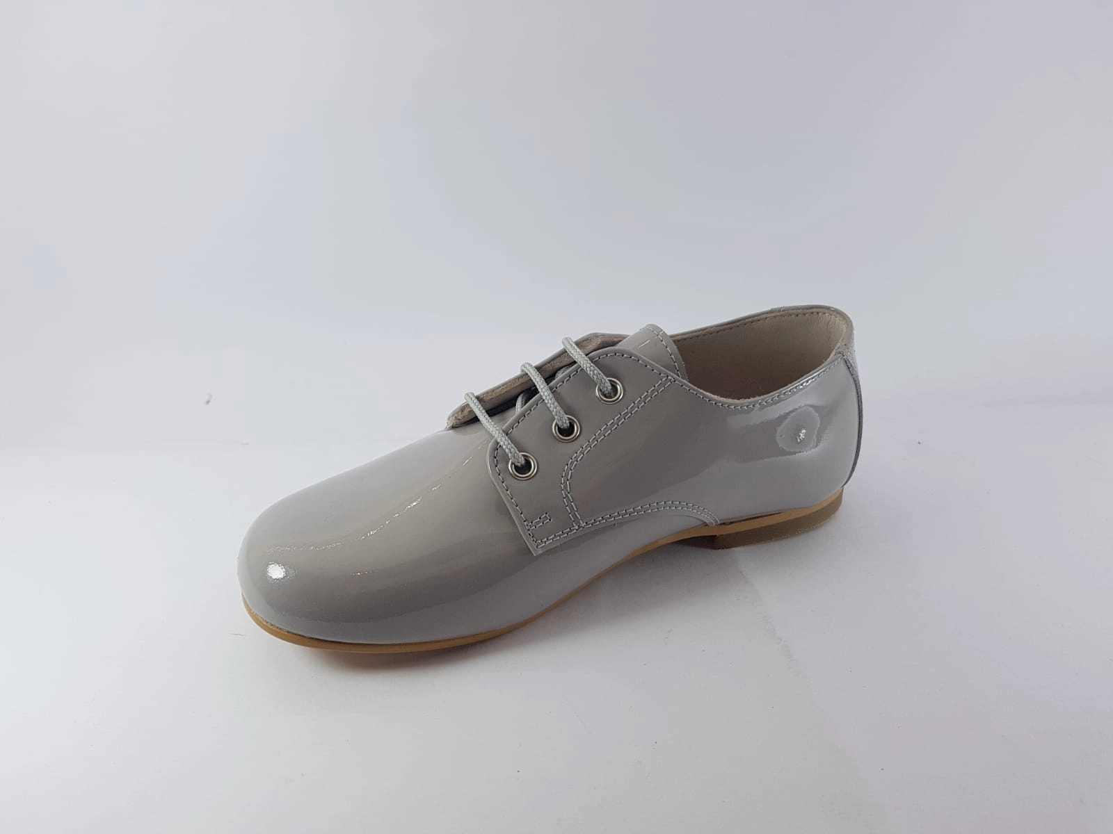Shawn & Jeffery Light Grey Patent Narrow Cut Dress Shoe