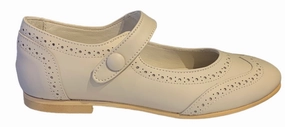 Shawn & Jeffery Marfil Ivory Leather Wingtip Button Mary Jane