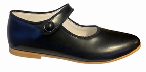 Shawn & Jeffery Mocasino Black Leather Girls Button Mary Jane
