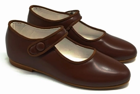 Shawn & Jeffery Mocasino Cuero Girls Button Mary Jane
