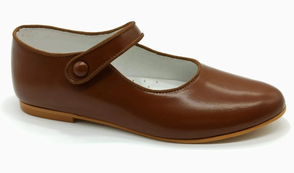 Shawn & Jeffery Mocasino Cuero Girls Button Mary Jane