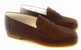 Shawn & Jeffery Mocasino Cuero Luggage Leather Classic Penny Loafer