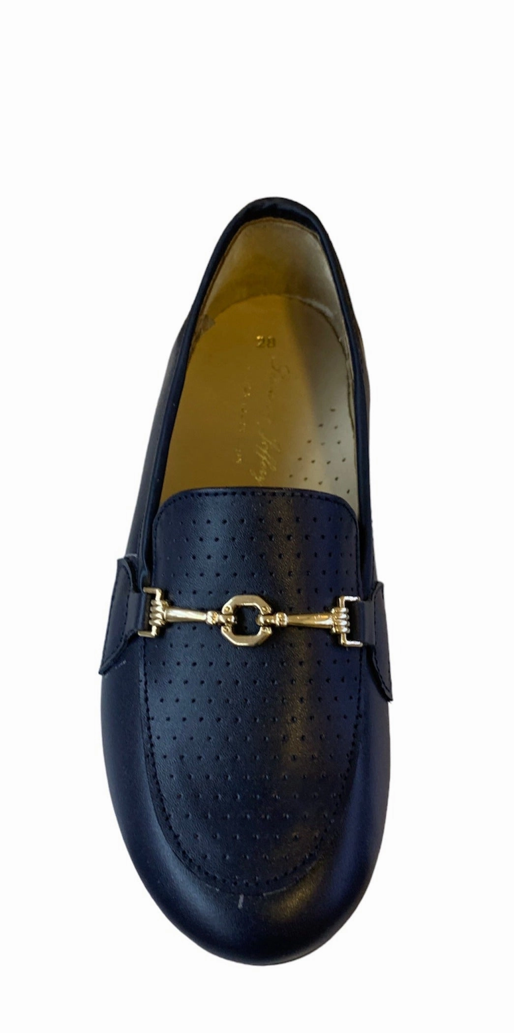 Shawn & Jeffery Navy Blue Classic Buckle Leather Slip On Smoking Loafer