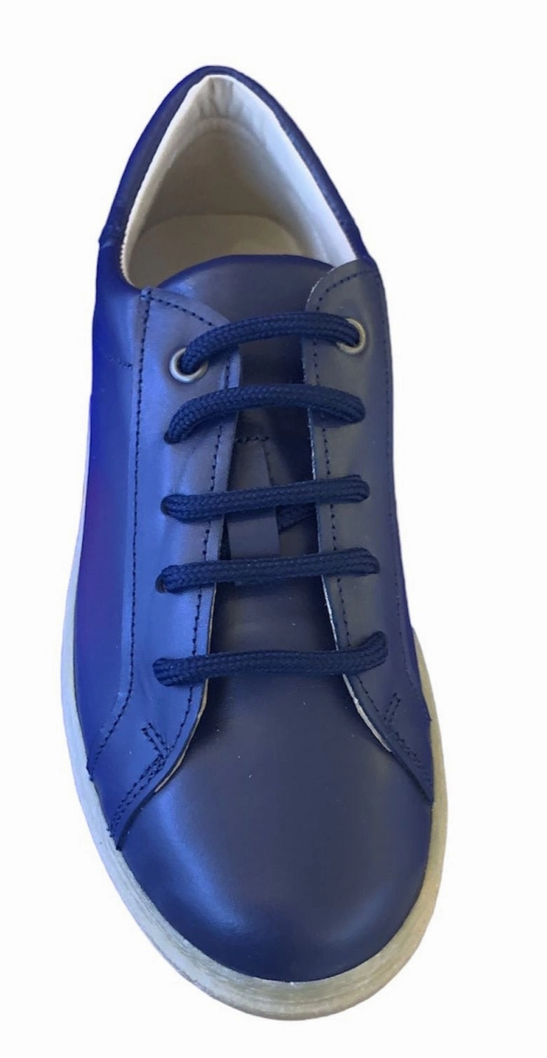 Shawn & Jeffery Navy Blue Leather Honey Lace up Sneakers