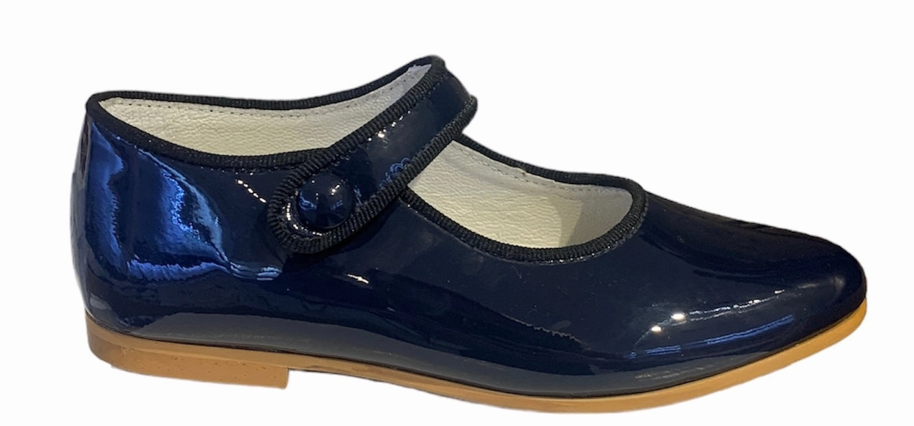 Shawn & Jeffery Navy Patent Leather Girls Button Mary Jane